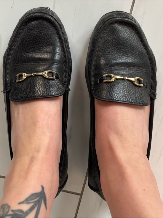 Coach Shoes - Coach Black Leather Horsebit Loafers with Gold Hardware